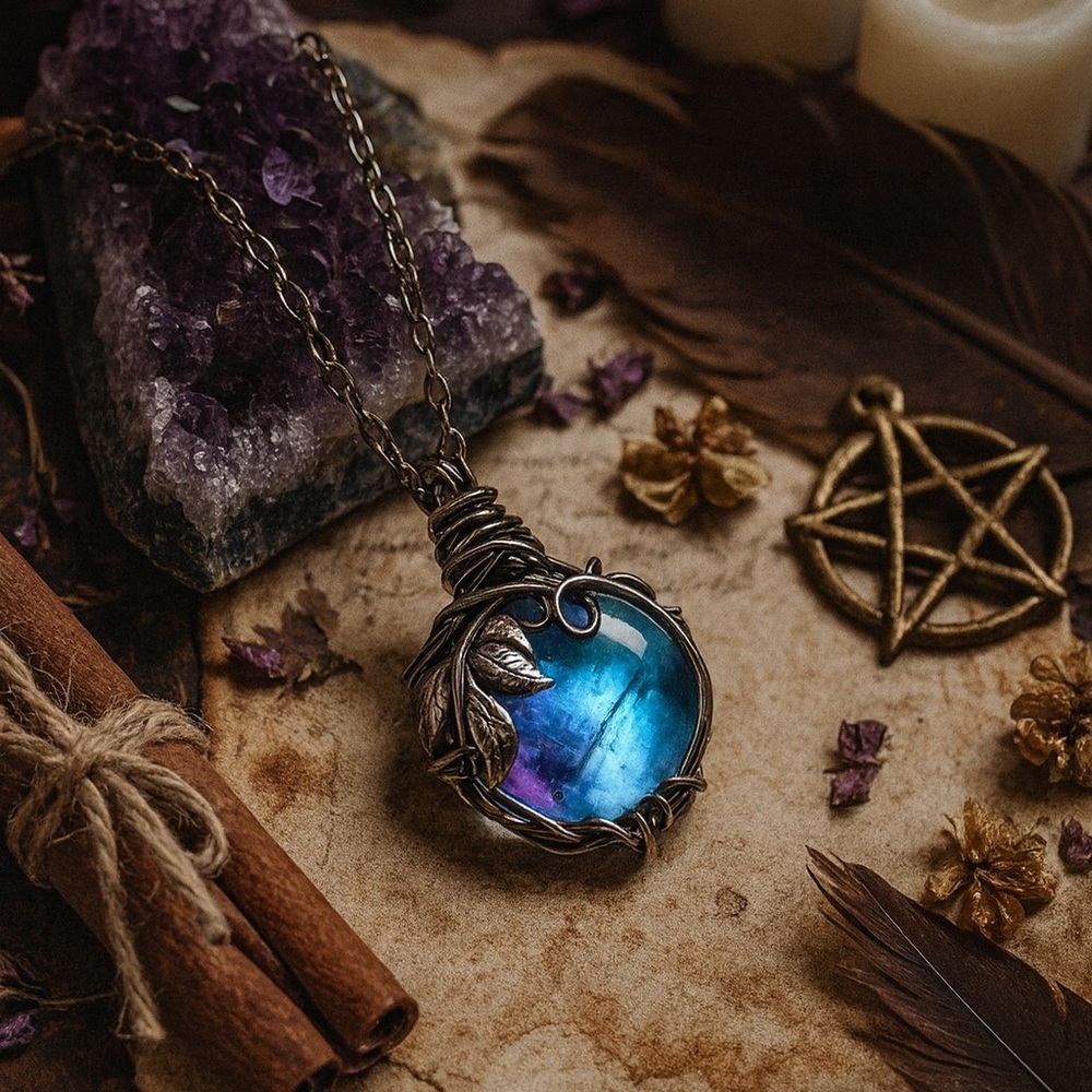 Mystic Blue and Purple Pendant Necklace